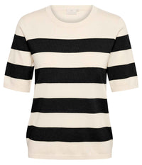 COFFEE LIZZA STRIPED KNIT BLOUSE IN BLACK AND LIME WHITE