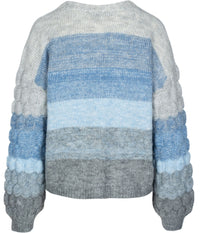 LUXZUZ ONE-TWO CALINA STRIKCARDIGAN  I BLUE FARVET MIX