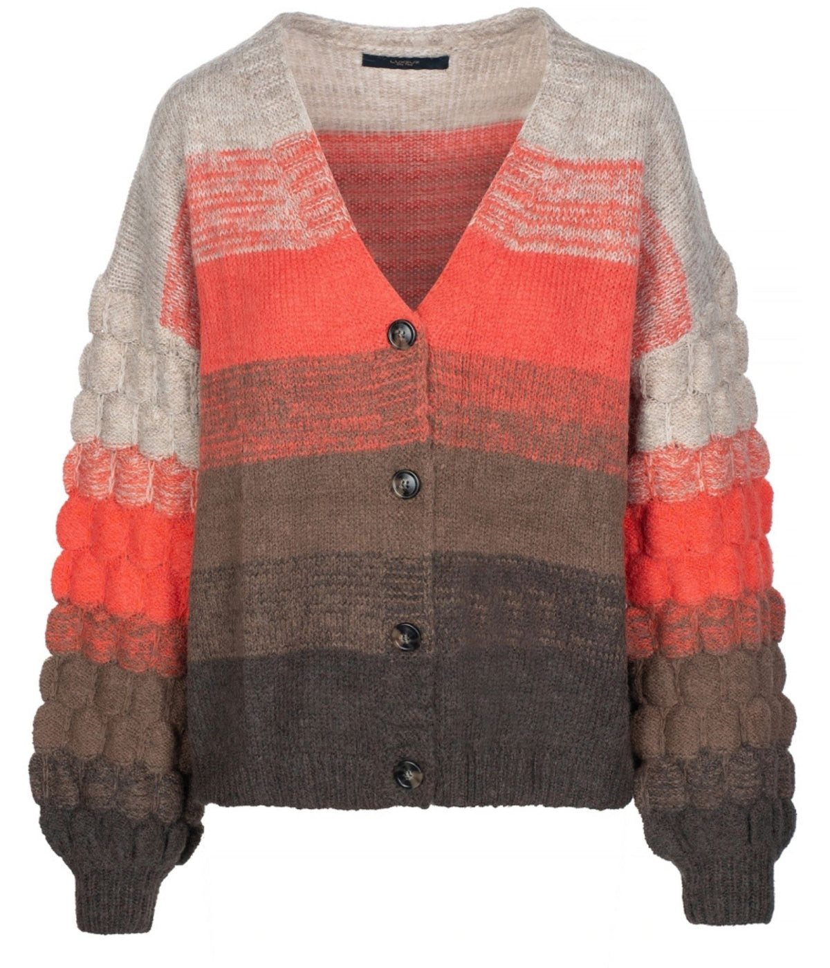 LUXZUZ ONE-TWO CALINA STRIKCARDIGAN  I KORAL FARVET MIX