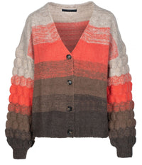 LUXZUZ ONE-TWO CALINA STRIKCARDIGAN  I KORAL FARVET MIX