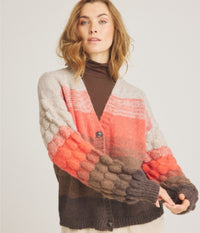 LUXZUZ ONE-TWO CALINA STRIKCARDIGAN  I KORAL FARVET MIX