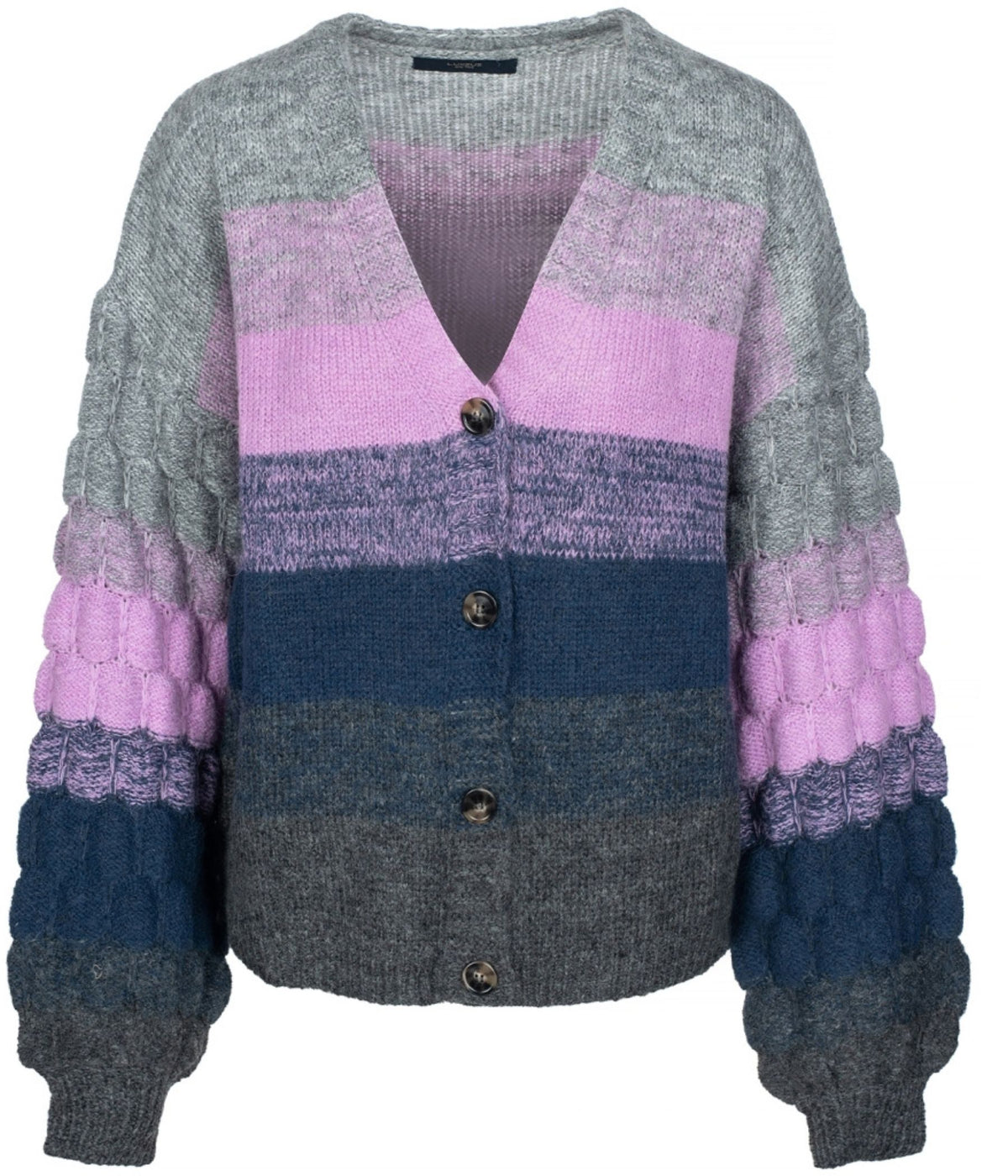 LUXZUZ ONE-TWO CALINA STRIKCARDIGAN  I  LILAC FARVET MIX
