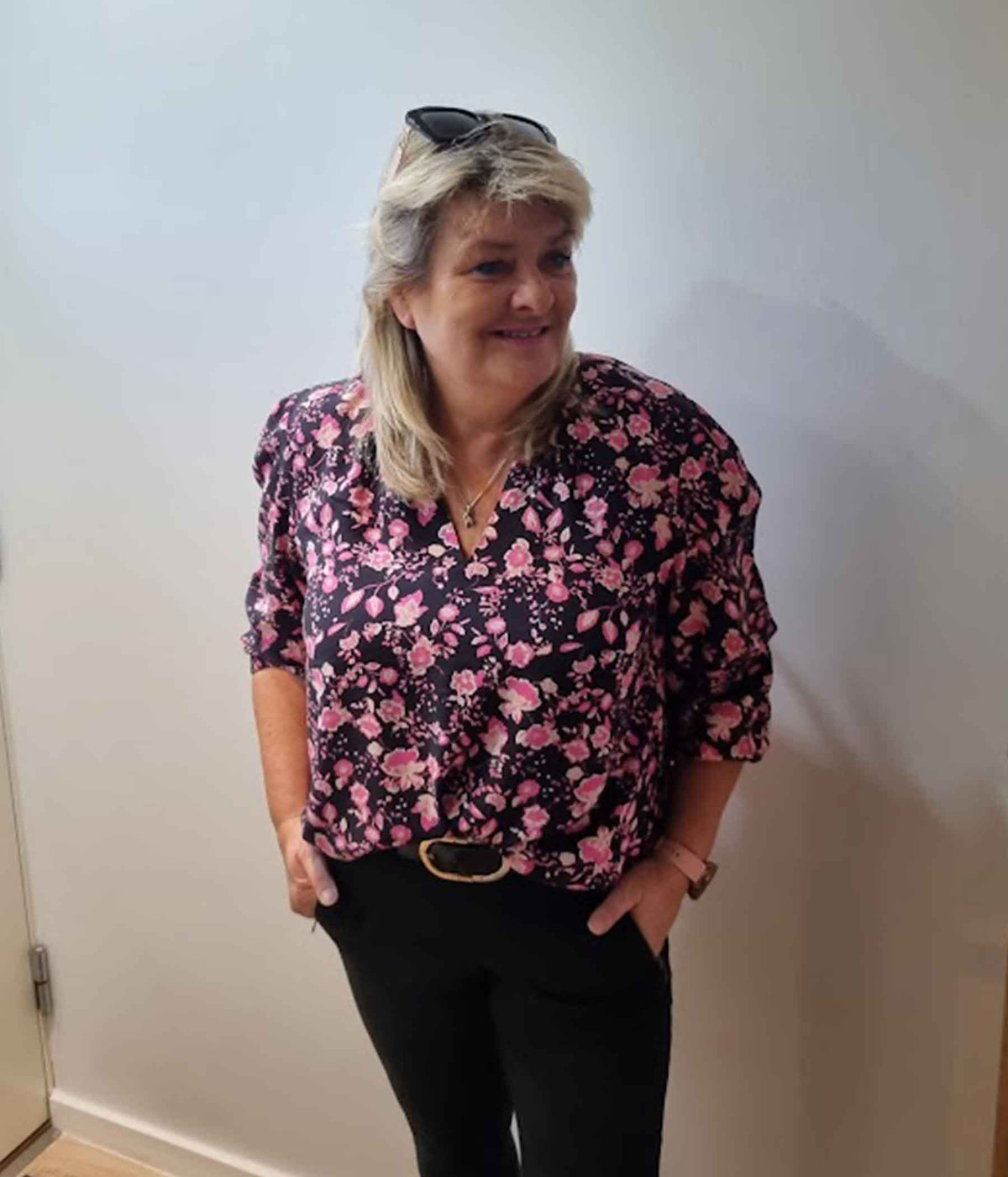 B.YOUNG JOSA BLOUSE IN BLACK AND PINK