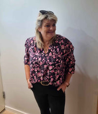 B.YOUNG JOSA BLOUSE IN BLACK AND PINK