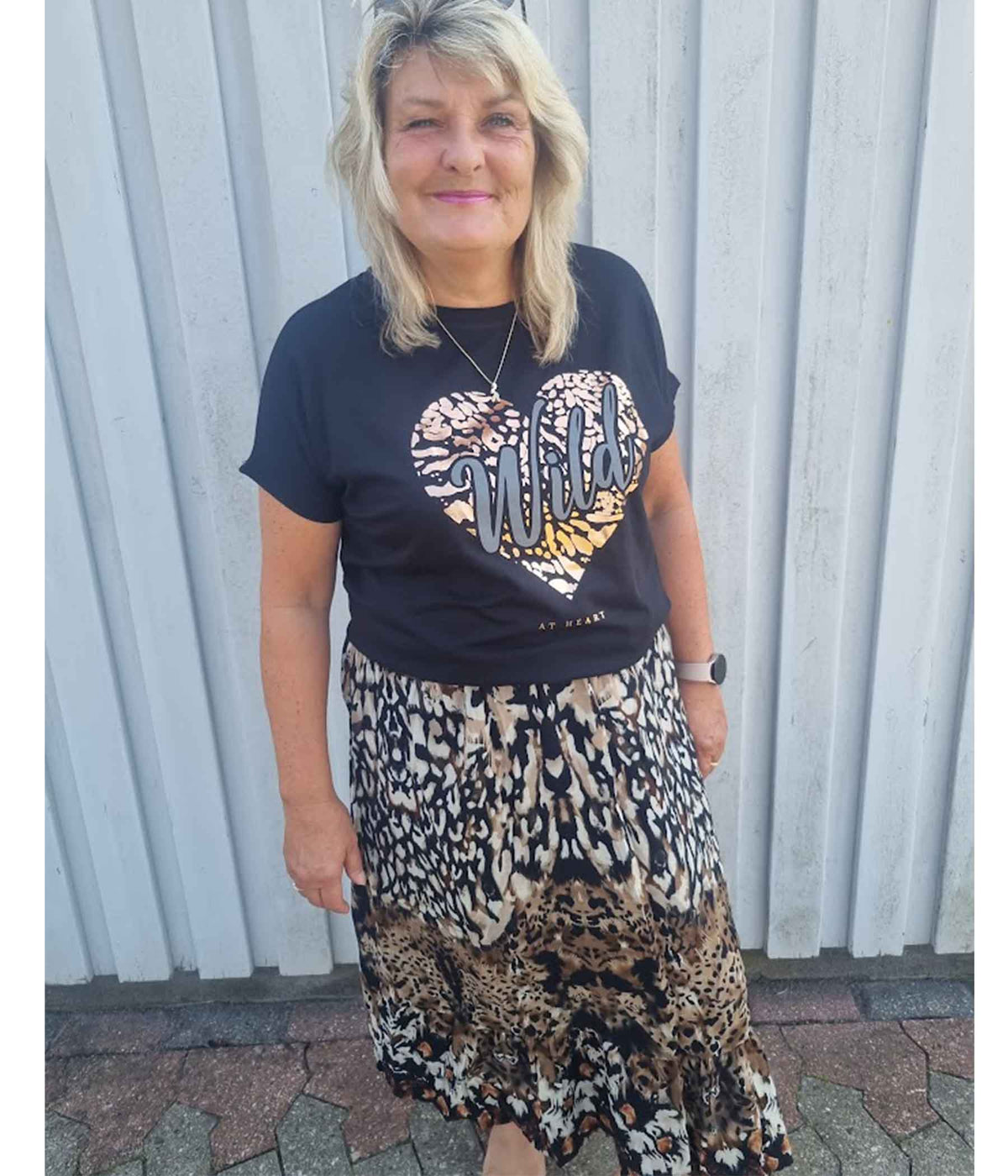 SORBET BOLETTE SKIRT IN BLACK AND BROWN PRINT
