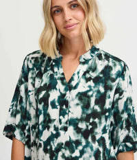 FRANSA BLOUSE GREEN AND BLACK