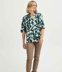 FRANSA BLOUSE GREEN AND BLACK