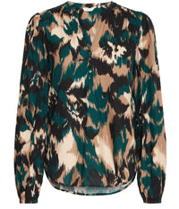 B.YOUNG JOSA BLOUSE IN GREEN, BLACK AND MOCCA