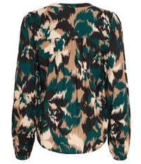 B.YOUNG JOSA BLOUSE IN GREEN, BLACK AND MOCCA