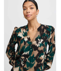 B.YOUNG JOSA BLOUSE IN GREEN, BLACK AND MOCCA