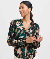 B.YOUNG JOSA BLOUSE IN GREEN, BLACK AND MOCCA
