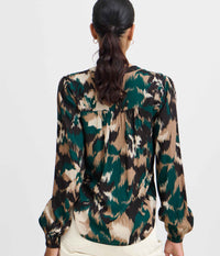 B.YOUNG JOSA BLOUSE IN GREEN, BLACK AND MOCCA