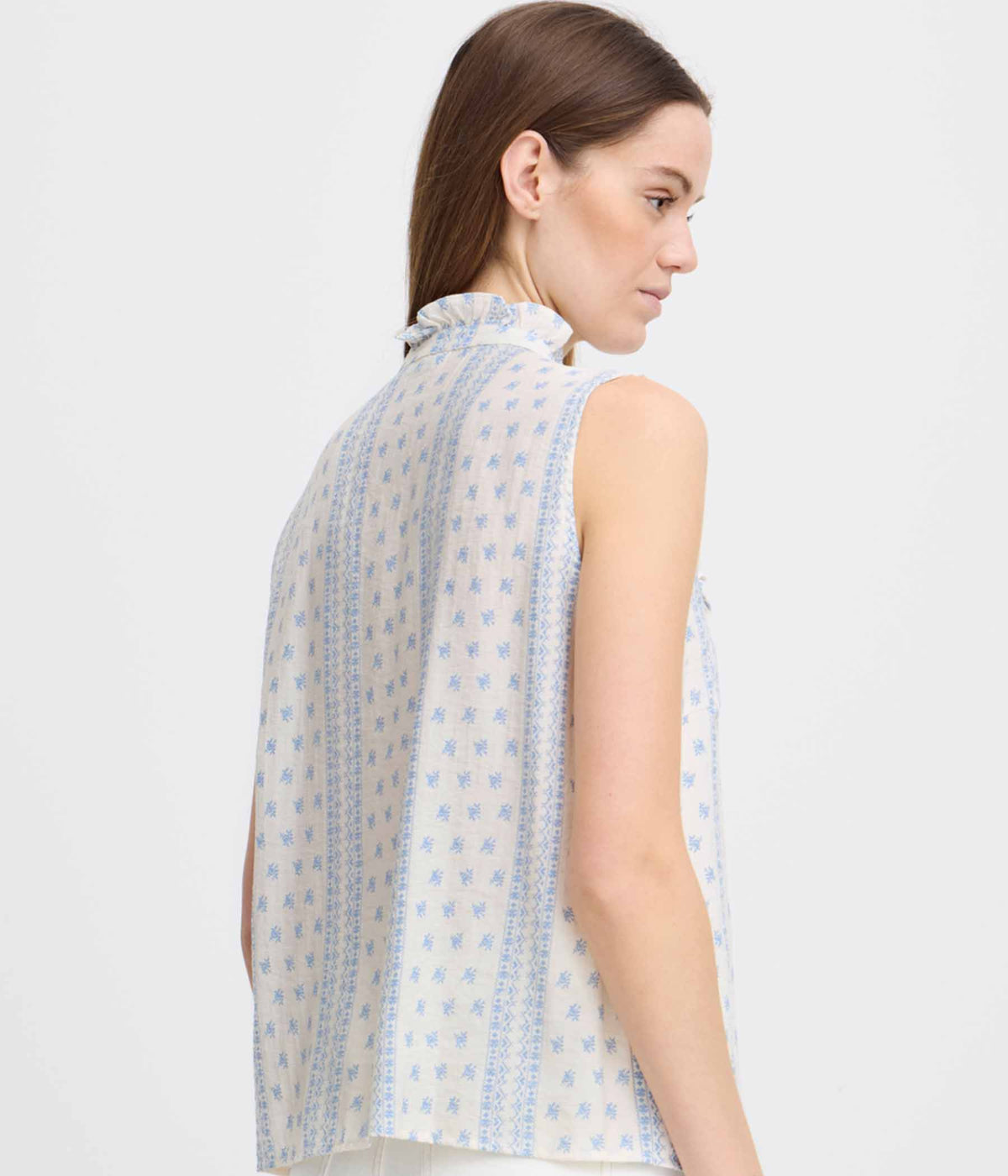 B.YOUNG SHIRT TOP IN LIME WHITE AND BLUE