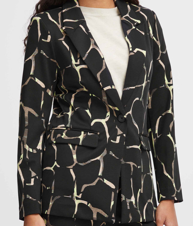 B.YOUNG RIZETTA BLAZER IN BLACK AND LIME