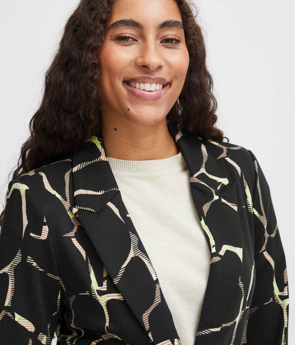 B.YOUNG RIZETTA BLAZER IN BLACK AND LIME