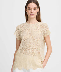 B.YOUNG FALACE LACE BLOUSE IN SAND