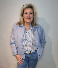 OFELIA DELSA JAKKE I BLÅ MELANGE