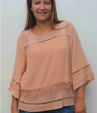 CREAM MELAYLA BLOUSE IN SALMON SHADOW