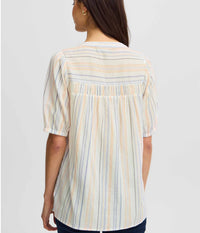 FRANSA NADU BLOUSE IN LIME WHITE, BLUE AND APRICOT