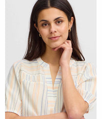 FRANSA NADU BLOUSE IN LIME WHITE, BLUE AND APRICOT