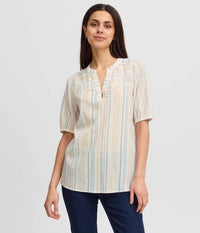 FRANSA NADU BLOUSE IN LIME WHITE, BLUE AND APRICOT