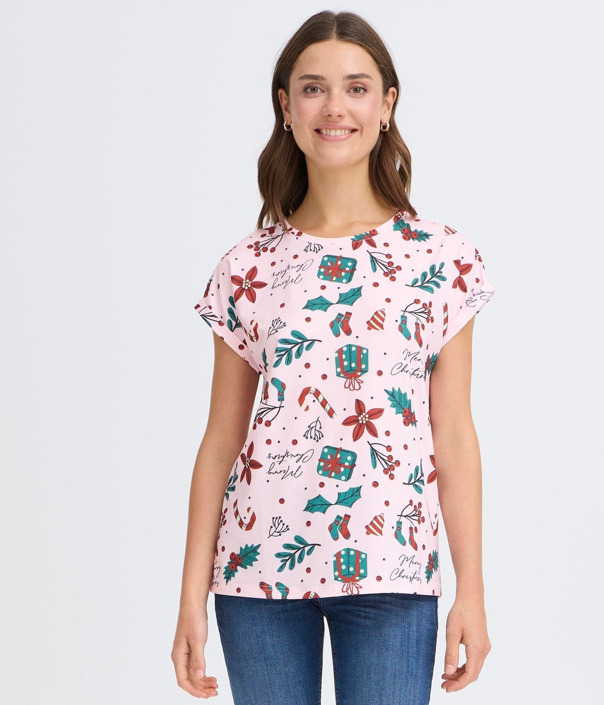 FRANSA SEEN JULE T-SHIRT I ICY PINK