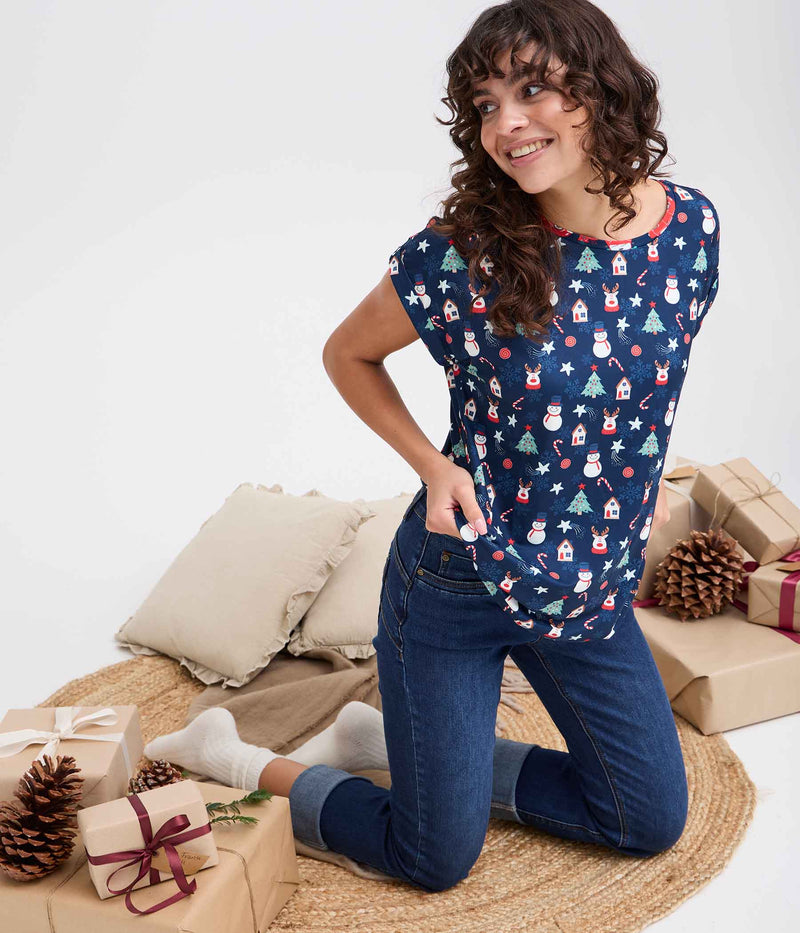 FRANCE SEEN CHRISTMAS T-SHIRT IN NAVY