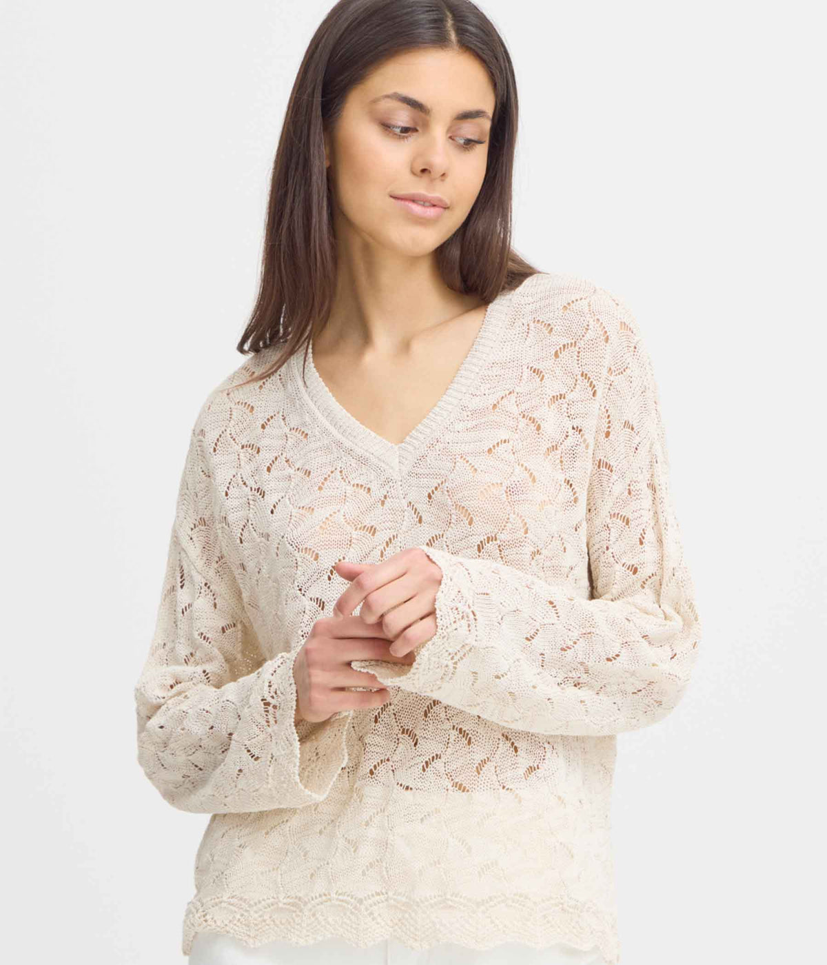 FRANSA BEA KNITTED SWEATER IN SAND