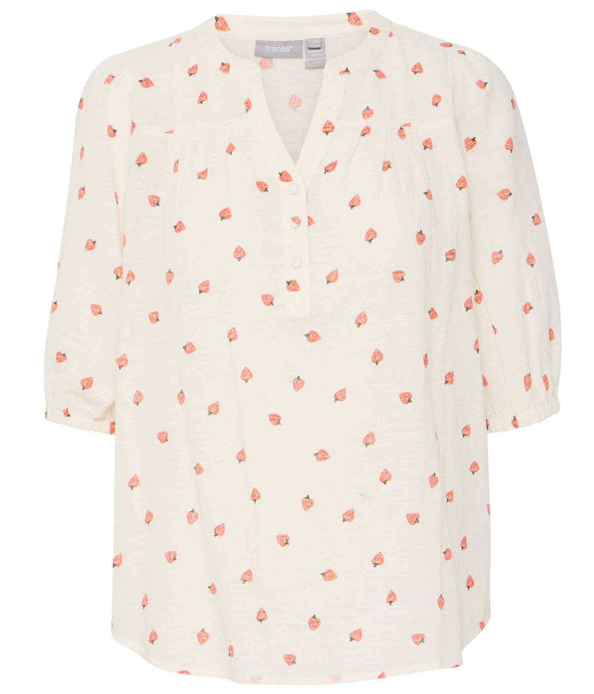 FRANSA BOBBI BLOUSE IN OFF-WHITE WITH STRAWBERRY