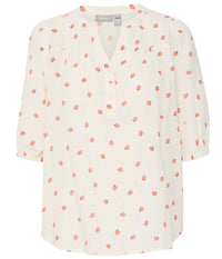 FRANSA BOBBI BLOUSE IN OFF-WHITE WITH STRAWBERRY