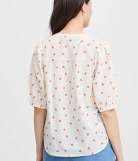 FRANSA BOBBI BLOUSE IN OFF-WHITE WITH STRAWBERRY