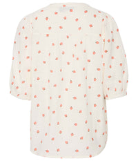 FRANSA BOBBI BLOUSE IN OFF-WHITE WITH STRAWBERRY