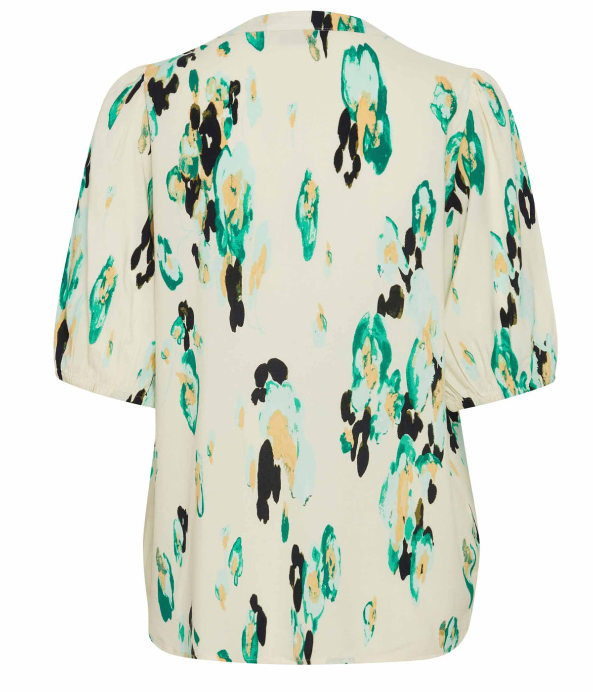 FRANSA MERLE BLOUSE IN GREEN AND CREAM COLOR.