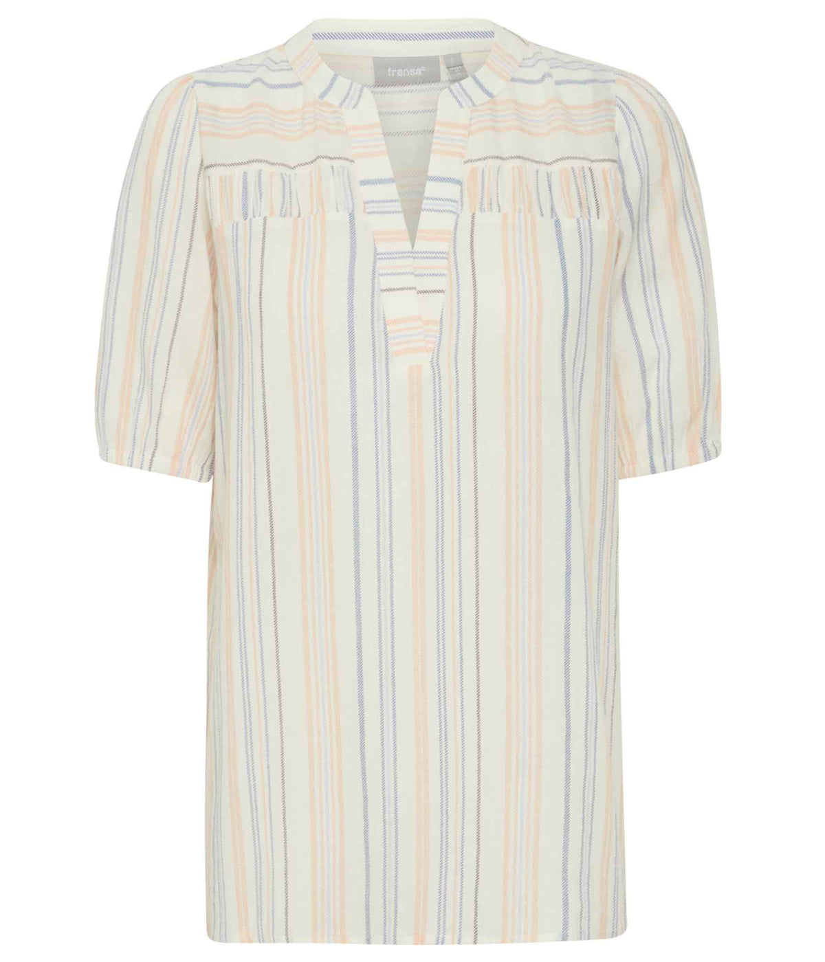 FRANSA NADU BLOUSE IN LIME WHITE, BLUE AND APRICOT