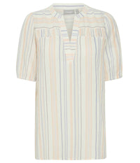 FRANSA NADU BLOUSE IN LIME WHITE, BLUE AND APRICOT