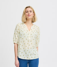 FRANSA BOBBI BLUSE I OFF-WHITE MED ANANAS - STR. S