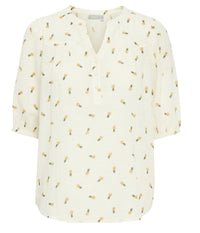 FRANSA BOBBI BLUSE I OFF-WHITE MED ANANAS - STR. S