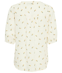 FRANSA BOBBI BLUSE I OFF-WHITE MED ANANAS - STR. S