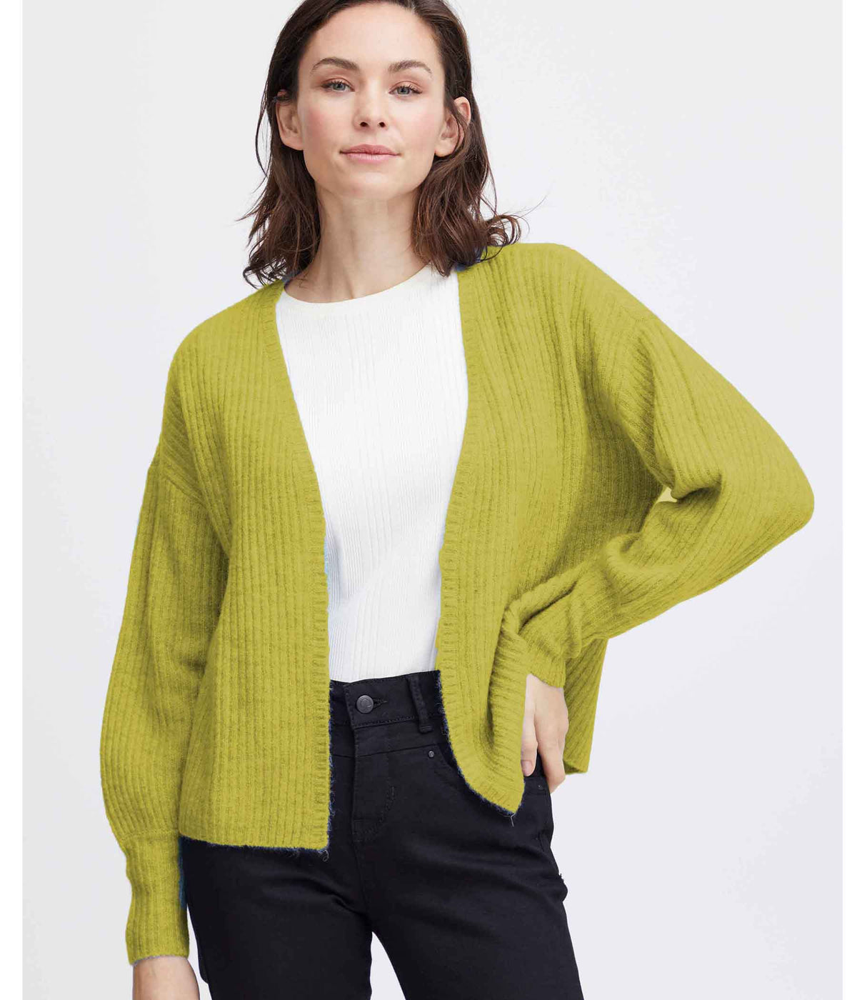 FRANSA ELVIRA CARDIGAN I LIME