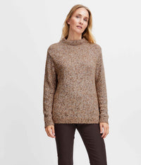 FRANSA SPOTTA KNIT SWEATER IN MELANGE BROWN
