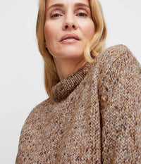 FRANSA SPOTTA KNIT SWEATER IN MELANGE BROWN