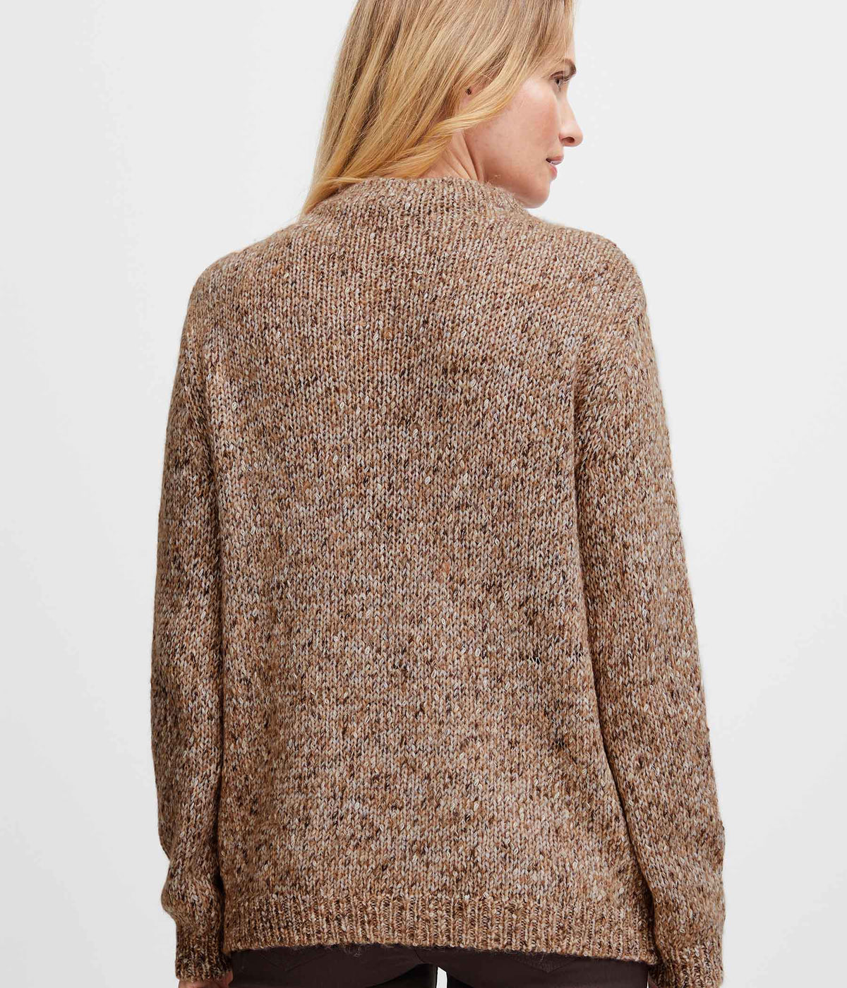 FRANSA SPOTTA KNIT SWEATER IN MELANGE BROWN