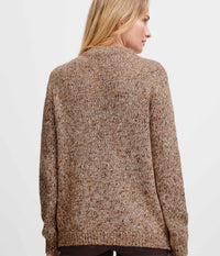 FRANSA SPOTTA KNIT SWEATER IN MELANGE BROWN