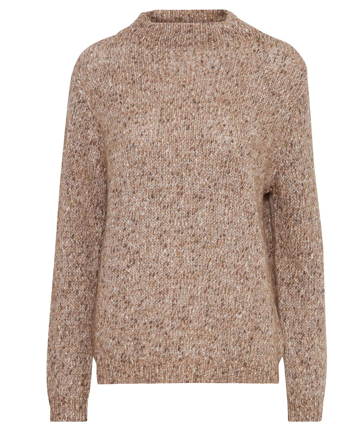 FRANSA SPOTTA KNIT SWEATER IN MELANGE BROWN