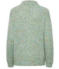 FRANSA SPOTTA KNITTED PULLOVER IN GREEN AND BIRCH MIX