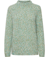FRANSA SPOTTA KNITTED PULLOVER IN GREEN AND BIRCH MIX