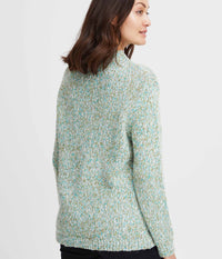 FRANSA SPOTTA KNITTED PULLOVER IN GREEN AND BIRCH MIX