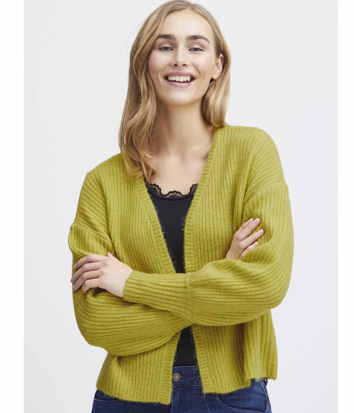 FRANSA ELVIRA CARDIGAN IN LIME