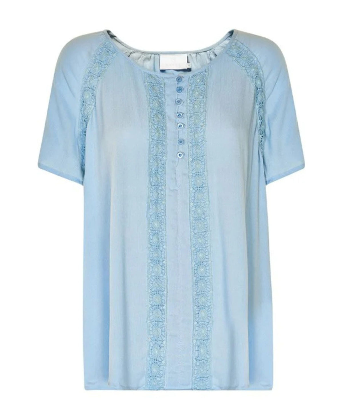 KAFFE AMBER BLUSE I LYS BLÅ