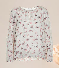 KAFFE BLUSE MED BLONDER I CREME